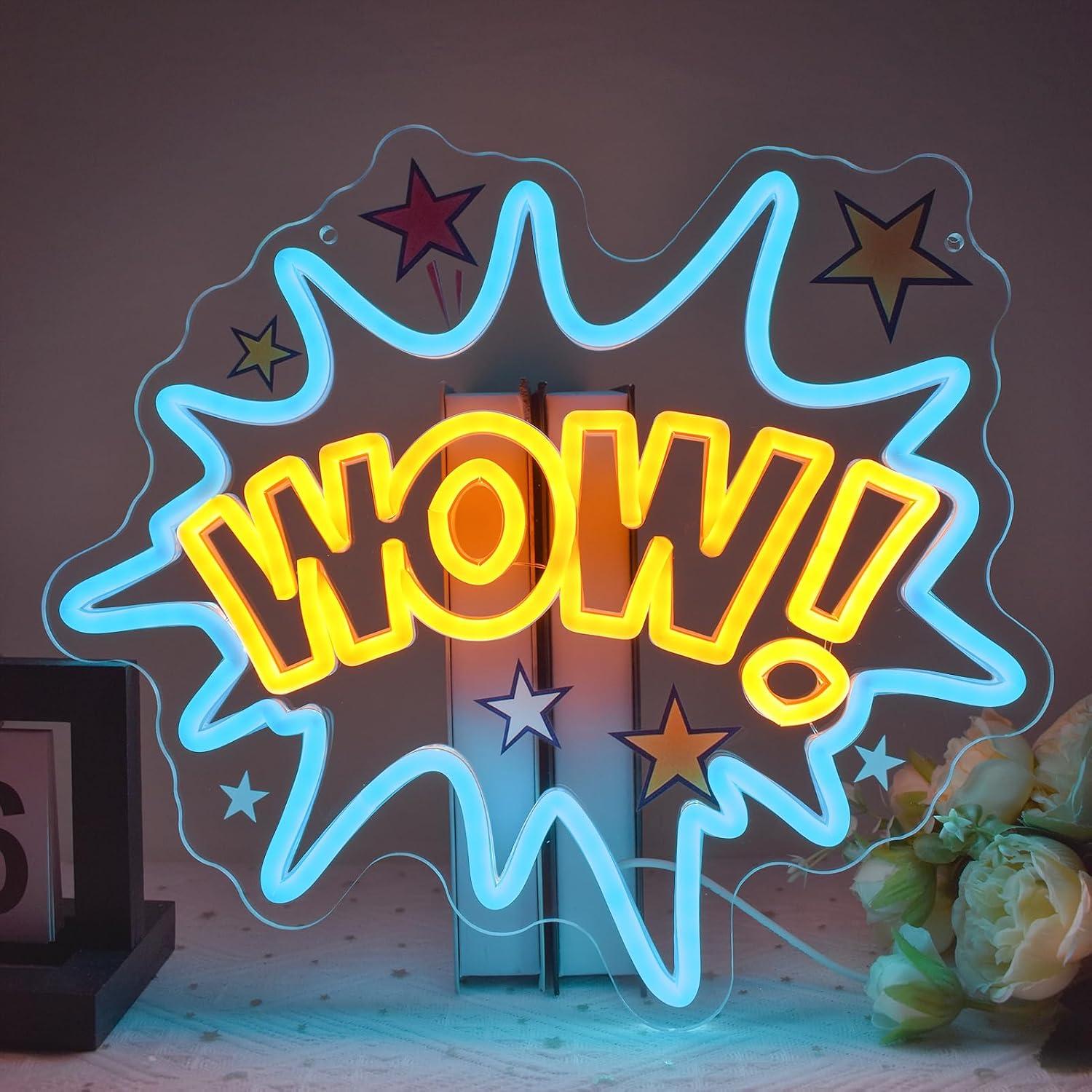Lighting Decor Wow - Неоновая вывеска WOW с регулируемой яркостью
