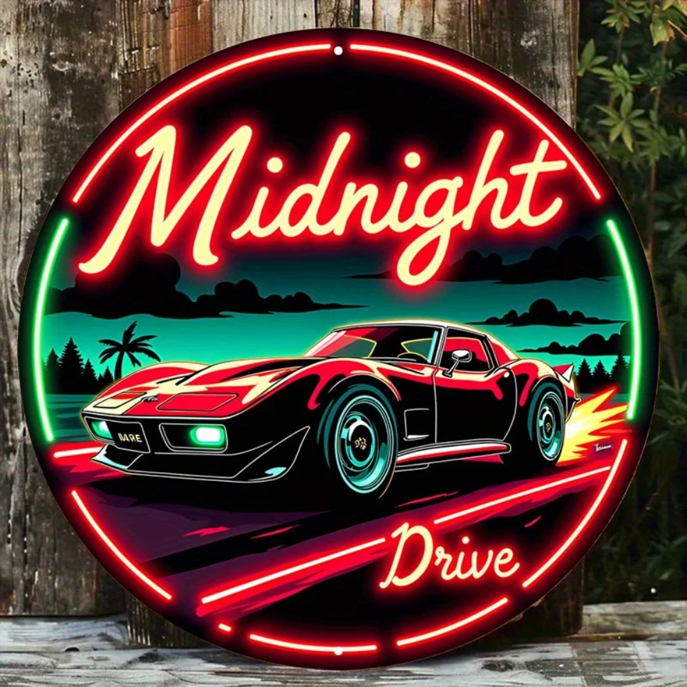 Lighting Metal Wall Decor - Винтажный неоновый автомобильный знак Midnight Drive