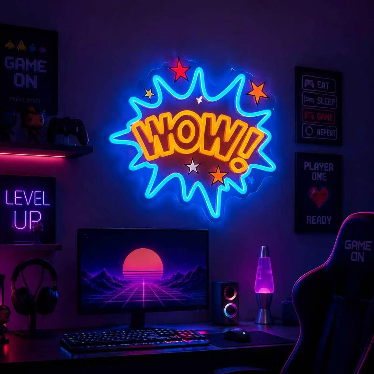 Неоновая вывеска WOW с регулир – обзор и цена Lighting Decor Wow